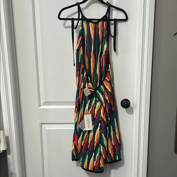 COOGI Red and Yellow Sleeveless Halter Sundress